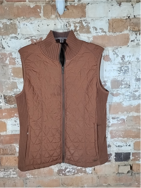 prAna Jackets & Blazers - Prana Diva Dark Brown Terracotta Quilted Ribbed Sherpa Lined Zip Vest Large